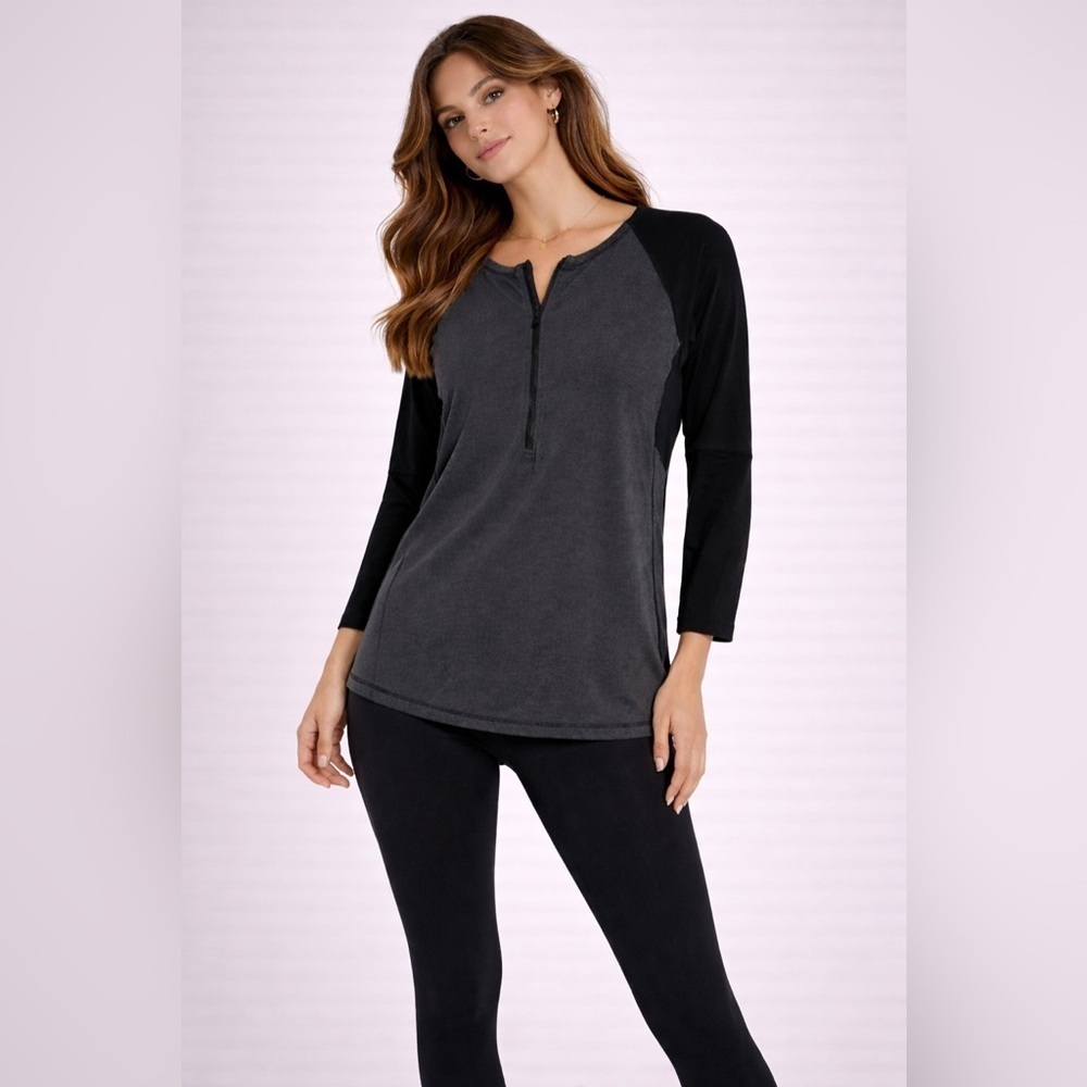 Lululemon Black & Charcoal Long Sleeve Athletic Tunic Top